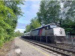 NJT F40PH-2CAT # 4120 pushing an eastbound past Kingsland Sta